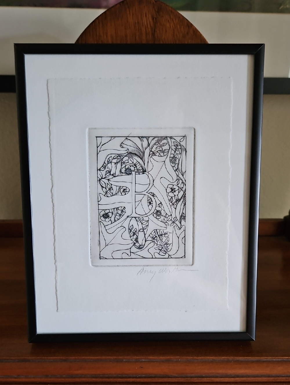 Art Collector - "B" Signed In Pencil Float Mounted Amy Worthen Print